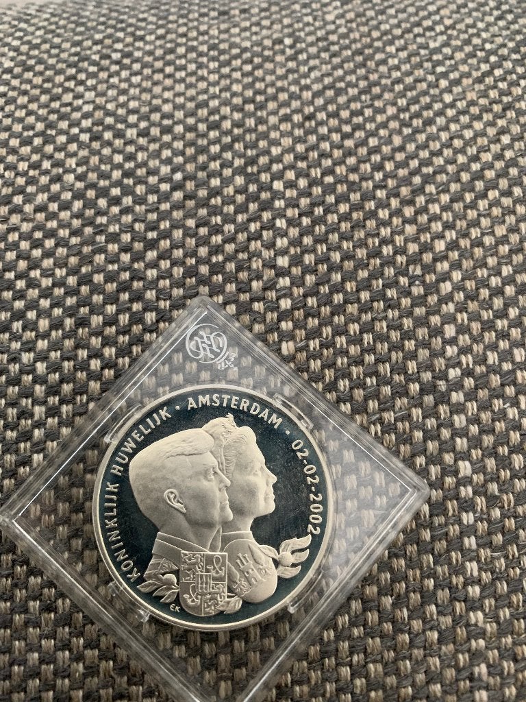 Zilveren herdenkingsmunt Koninklijk Huwelijk 2002, Koningin Beatrix, Zilver, Losse munt, Overige waardes