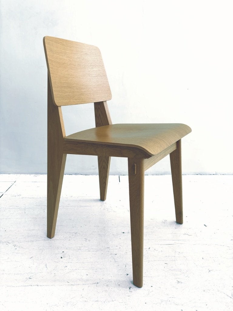 Vitra Jean Prouvé Chaise Tout Bois, eiken, Ophalen, Bruin, Nieuw, Scandinavian design