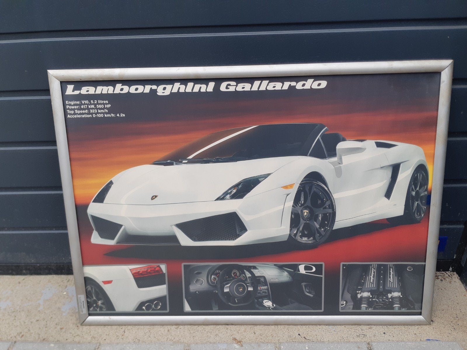 Grote Poster Lamborghini Gallardo in lijst, Verzamelen, Ophalen of Verzenden, Zo goed als nieuw, Auto's
