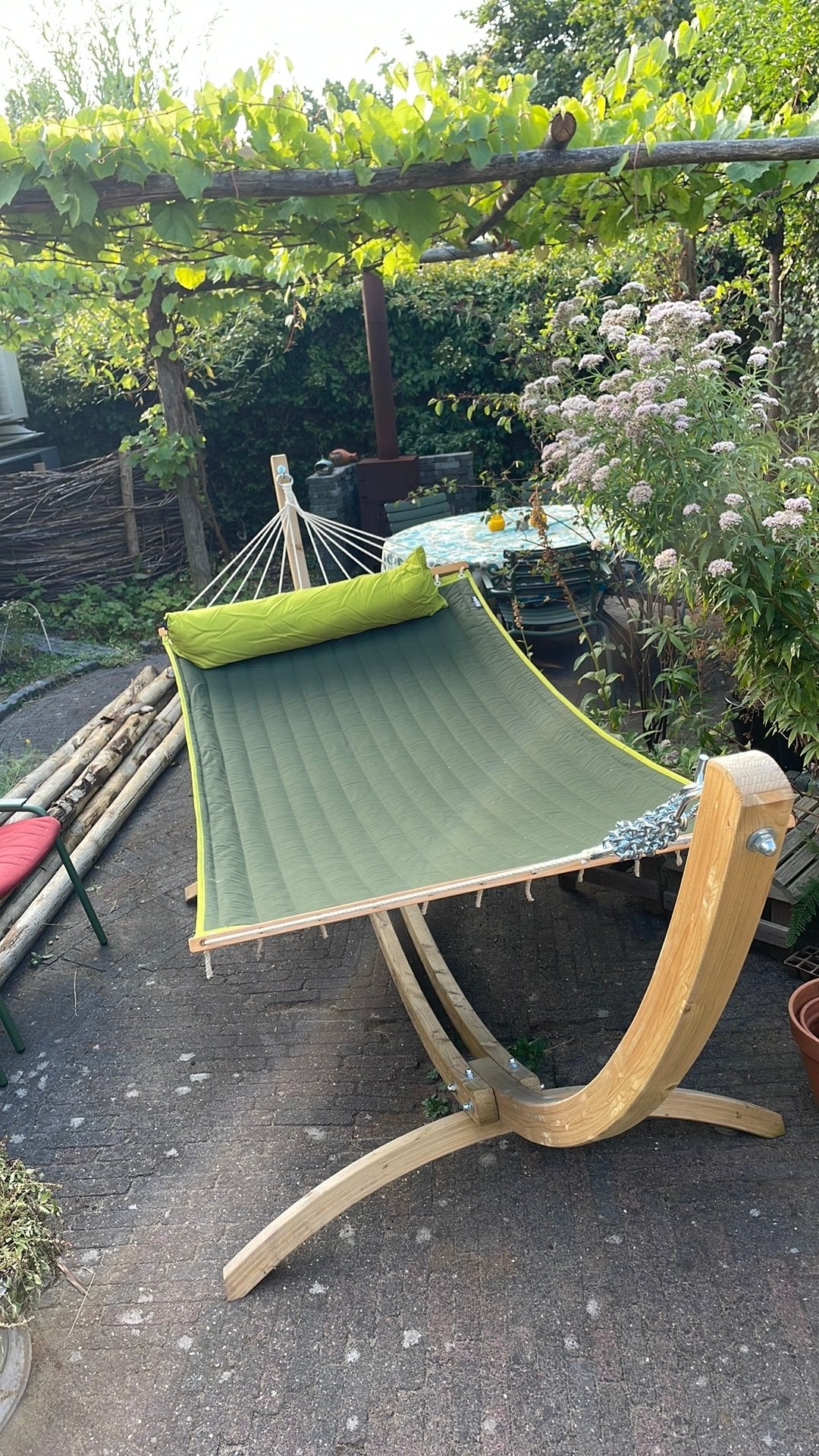 Tropilex hangmat standaard + reis hangmat nieuwprijs €428,-, Ophalen, Zo goed als nieuw, Met standaard, Eenpersoons