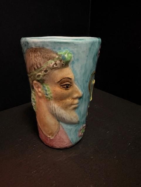 Keramiek 'Tivoli' vintage Majolica vaas, Ophalen of Verzenden, Overige kleuren, Aardewerk of Porselein, Minder dan 50 cm