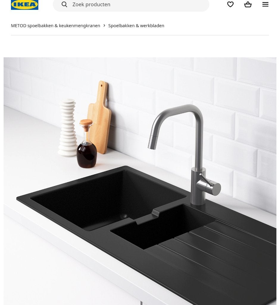 Nieuw IKEA aanrechtblad wit met dubbele spoelbak, Huis en Inrichting, Wit, Nieuw, Ophalen of Verzenden, 200 cm of meer