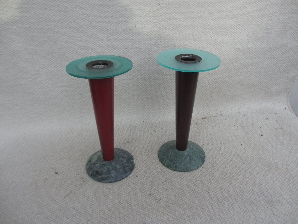 SET[2 stuks] Vintage Memphis stijl kandelaar jaren 70, Huis en Inrichting, Woonaccessoires | Kandelaars en Kaarsen, Overige materialen