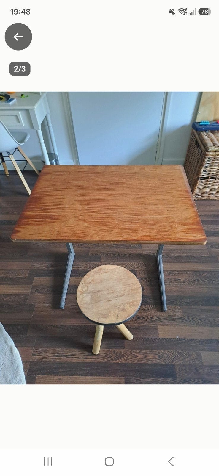 Compact bureau met krukje - 70x50x55 cm, Huis en Inrichting, Ophalen, Gebruikt, Hout, Overige typen