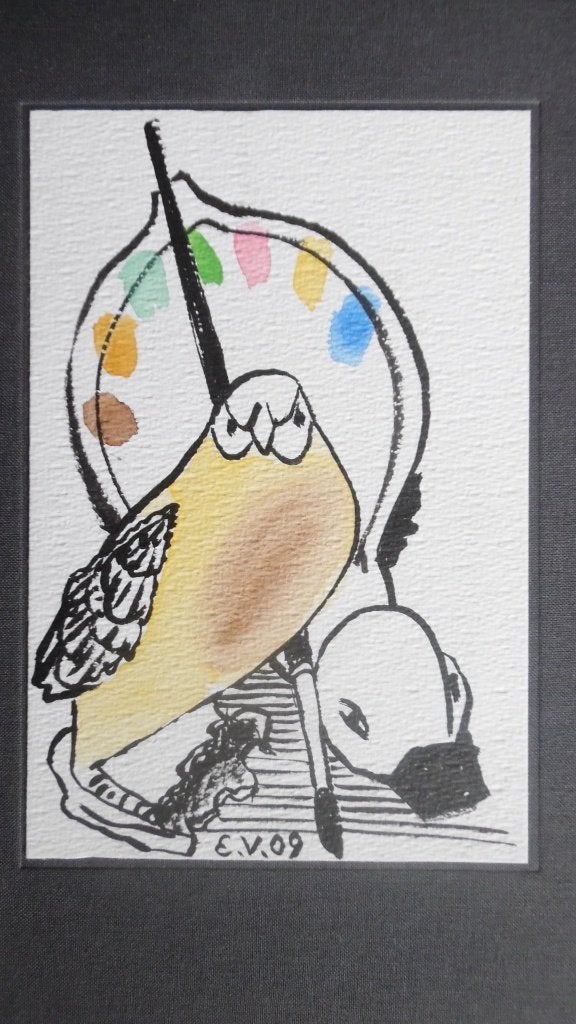Emo Verkerk - Originele tekening en boek - 2009, Ophalen of Verzenden, Zo goed als nieuw, Schilder- en Tekenkunst