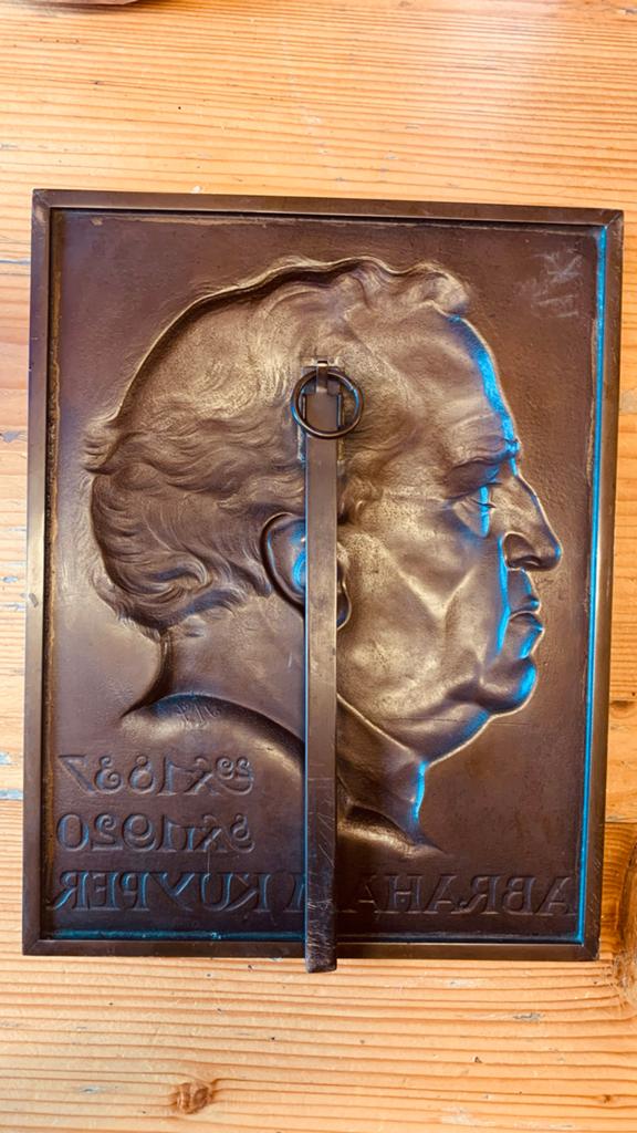 Kopere plaat van Abraham Kuyper 24x18.5cm, Ophalen, Brons