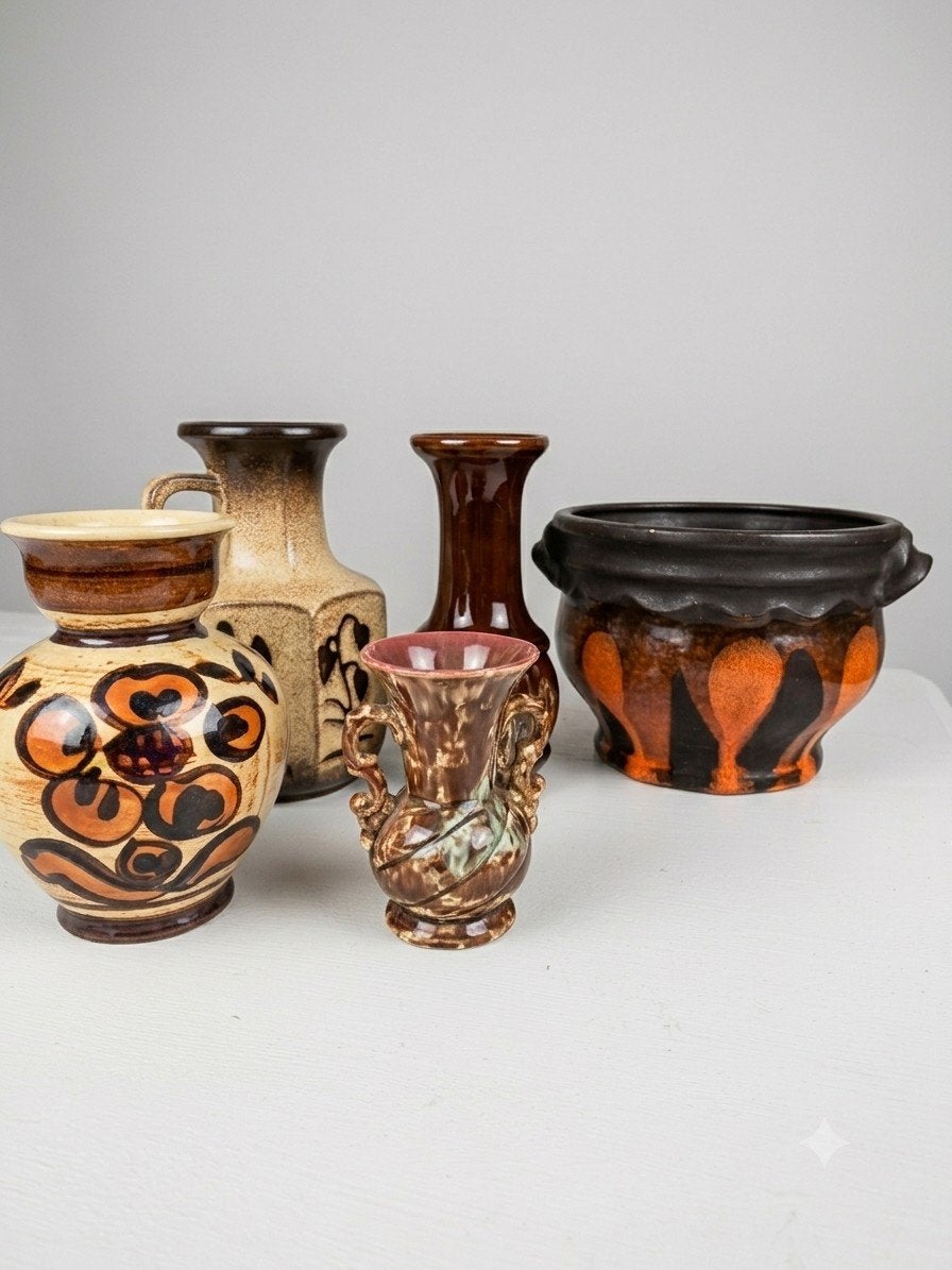 Gevarieerd lot West Germany keramiek bloempot en vaasjes, Verzenden
