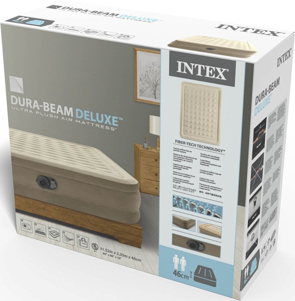 Intex Queen Ultra Plush Luchtbed met ingebouwde pomp, Ophalen, Overige materialen, Gebruikt, Beige