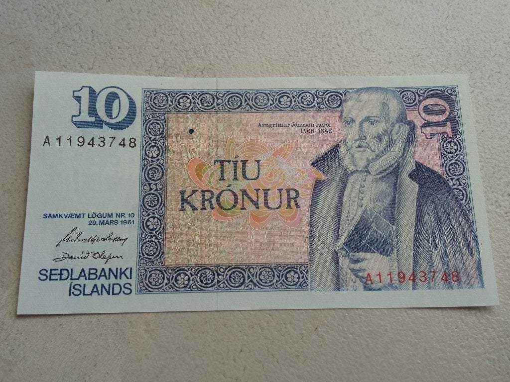 Ijsland 10 kronen 1961., Postzegels en Munten, Bankbiljetten | Europa | Niet-Eurobiljetten, Ophalen of Verzenden, Overige landen
