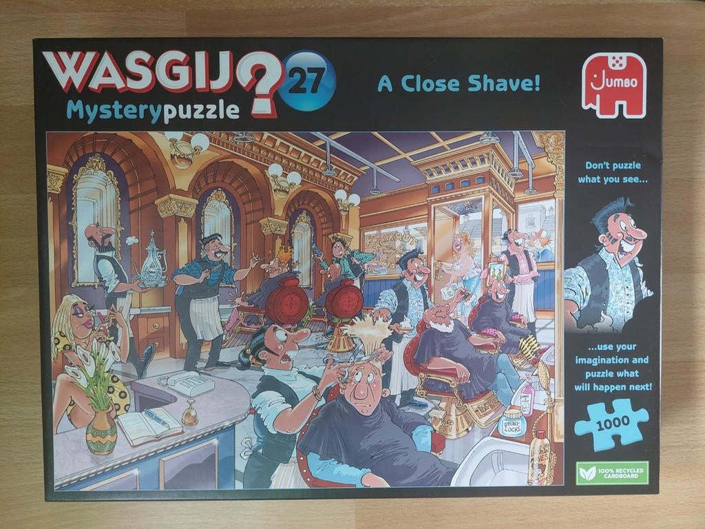 Wasgij 1000 stukjes a close shave, Ophalen, 500 t/m 1500 stukjes, Zo goed als nieuw