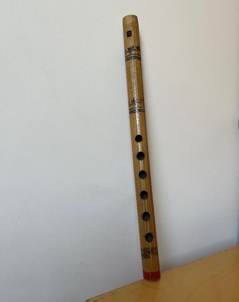 Houten bamboefluit blaasinstrument uit India, Muziek en Instrumenten, Blaasinstrumenten | Dwarsfluiten en Piccolo's, Ophalen of Verzenden