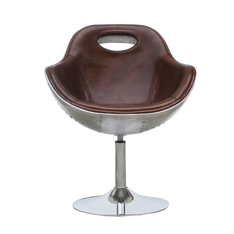 Vintage Look Retro Lederen Aviator Fauteuil Aviation Stoel, Info@dehanzeherten.nl, De Hanze herten BV, Minder dan 75 cm, Nieuw