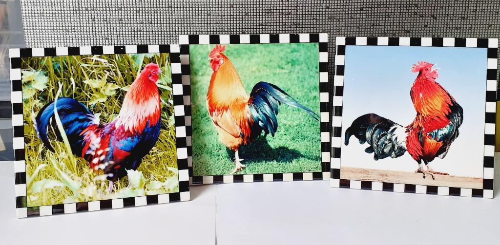 3 tegel met haan, Antiek en Kunst, Antiek | Wandborden en Tegels, Ophalen of Verzenden
