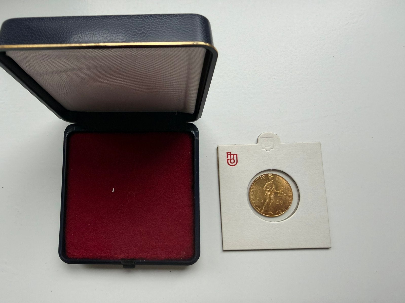 Topstuk! Gouden Dukaat 1928 Wilhelmina originele verpakking, Ophalen