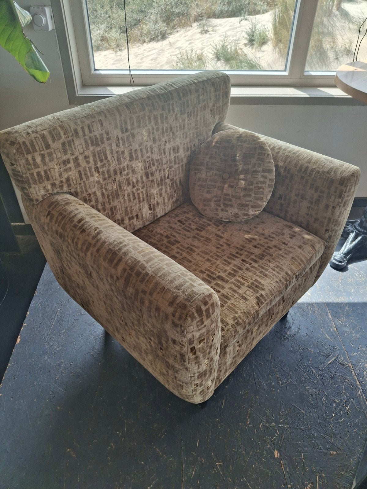 Comfortabele fauteuil met patroon - Zo goed als nieuw, Huis en Inrichting, Fauteuils, Ophalen, Modern, Comfortabel, 75 tot 100 cm