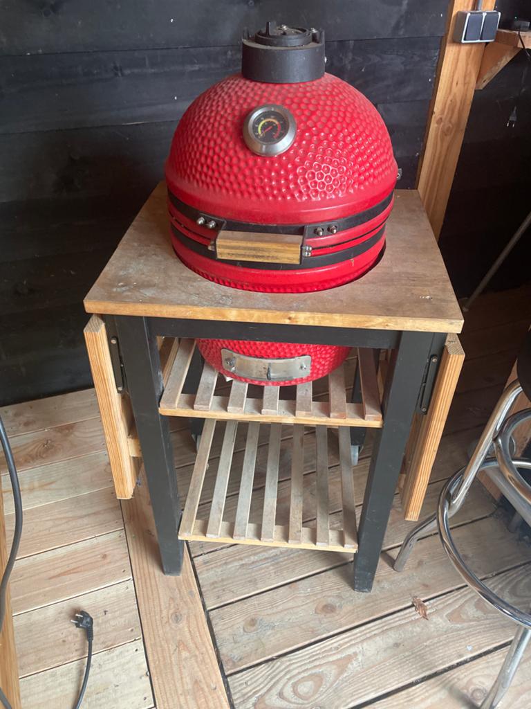 Kamado 35 cm, Tuin en Terras, Houtskoolbarbecues, Ophalen of Verzenden, Gebruikt, Met accessoires