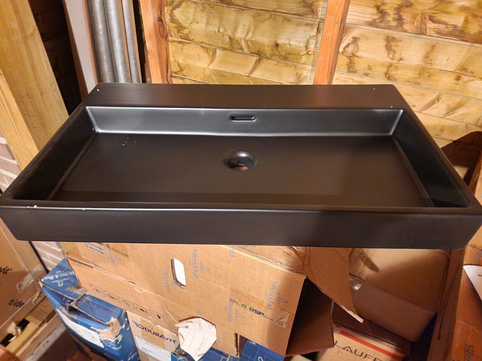 Clou Wash Me keramische wastafel 70cm zwart mat, Ophalen, Nieuw, Steen, Wastafel