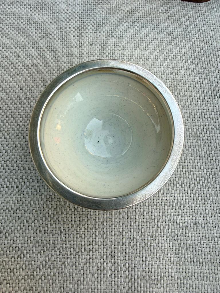 Antieke Zilveren Theezeef met Delfts Blauw Kommetje, Antiek en Kunst, Ophalen of Verzenden, Zilver