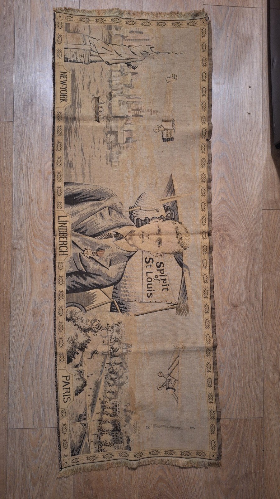 Vintage wandkleed Parijs/New York - Lindbergh vlucht 1927, Ophalen of Verzenden