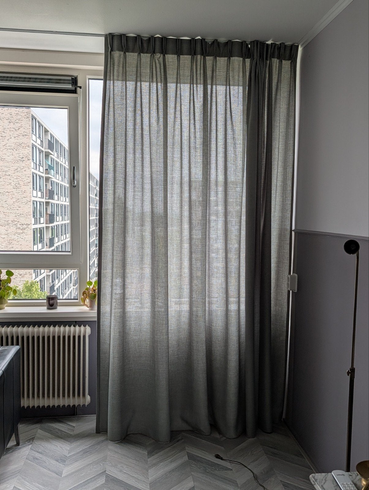 Salie groene gordijnen - Lichtdoorlatend, Ophalen, Overige merken, Met haken, Zo goed als nieuw