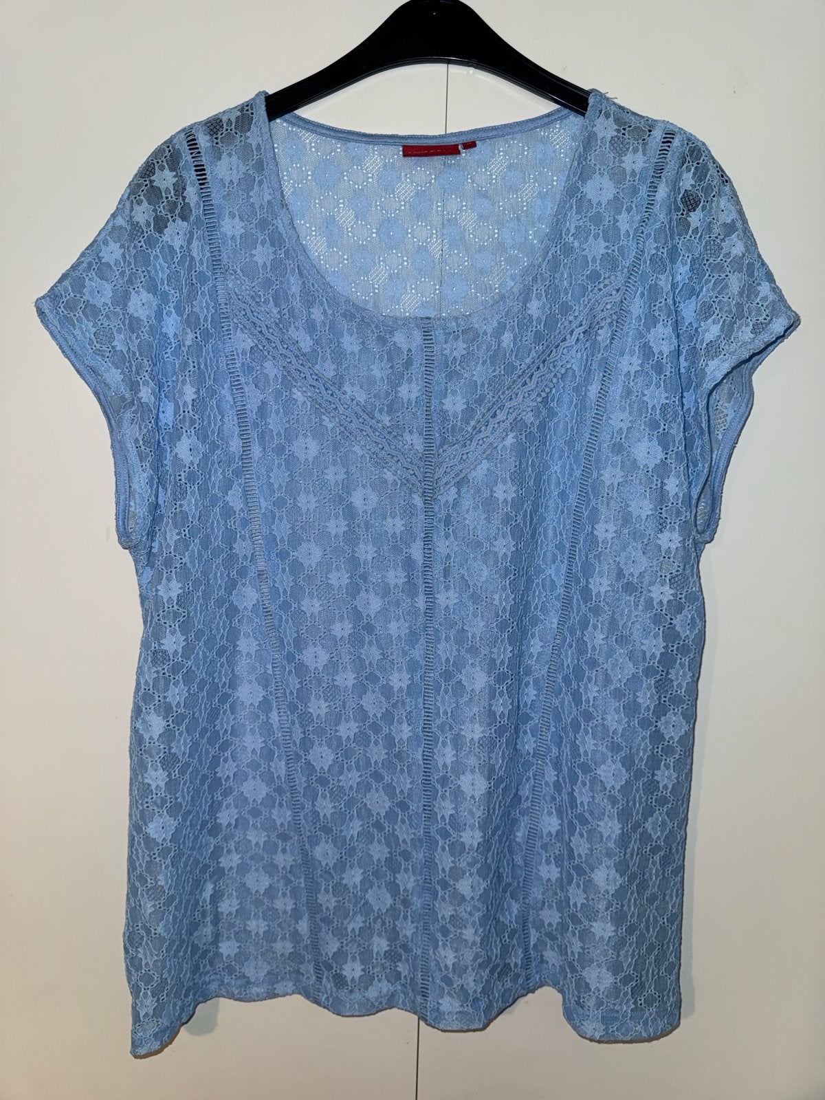 Laura di Sarpi lichtblauwe kanten top maat 46, Maat 46/48 (XL) of groter, Zo goed als nieuw, Korte mouw, Verzenden