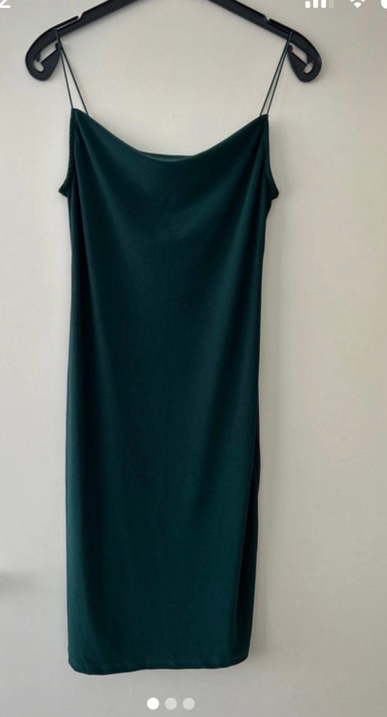 Ambar Donkergroene Jurk Maat S Katoen Polyester, Ophalen of Verzenden, Zo goed als nieuw, Maat 36 (S), Onder de knie