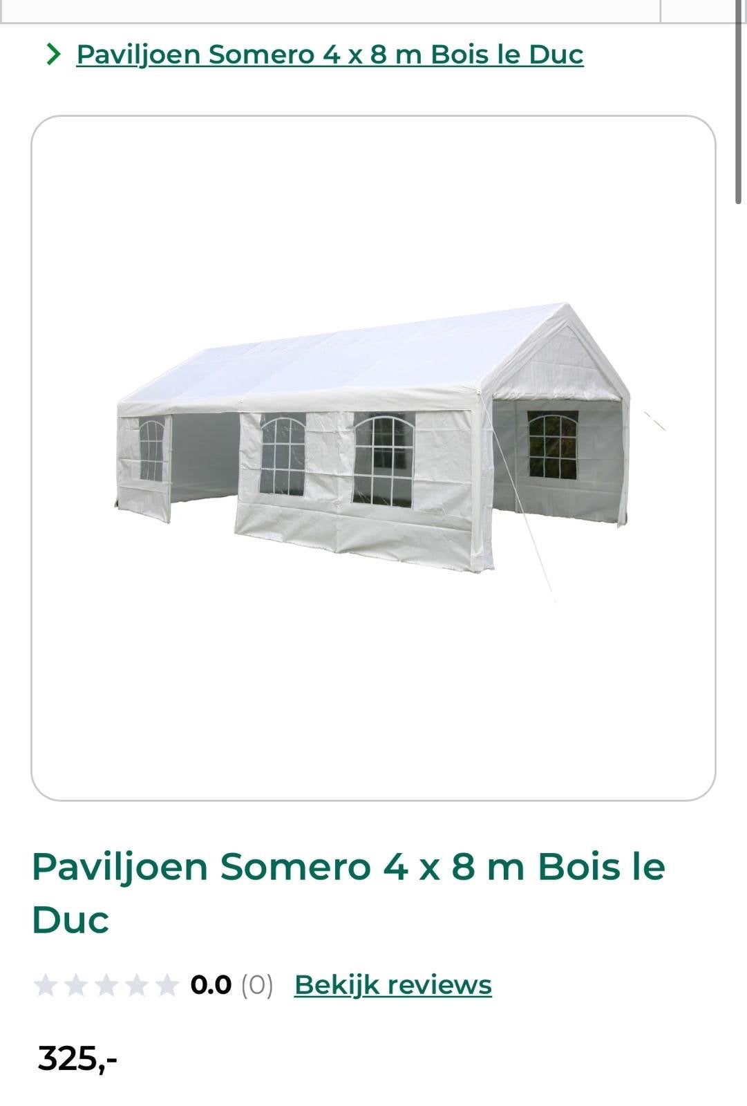 Nieuw Paviljoen Somero 4 x 8 m Bois le Duc, Ophalen, Nieuw, 4 tot 6 meter, Paviljoen