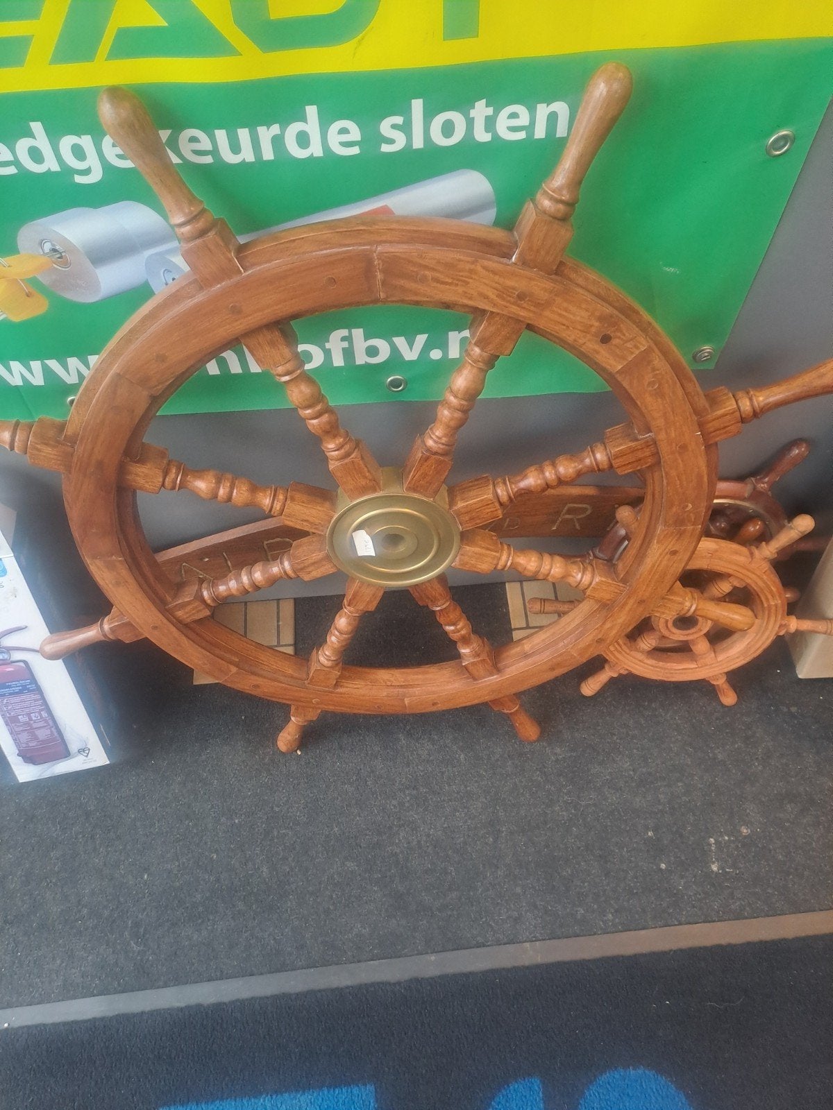 Groot Houten Boot Stuur voor Sloep of Zeilboot, Watersport en Boten, Ophalen of Verzenden, Gebruikt, Overige typen