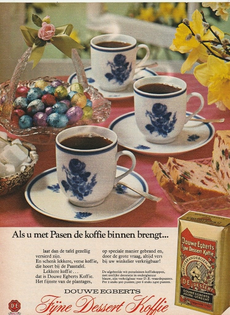 Retro reclame 1968 Douwe Egberts koffie met paaseitjes, Verzenden, Overige typen