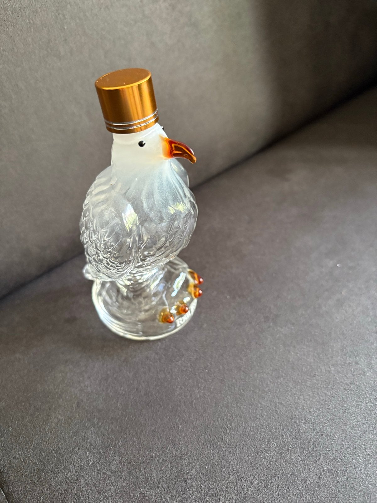 Glazen vogel karaf met gouden dop, Ophalen of Verzenden