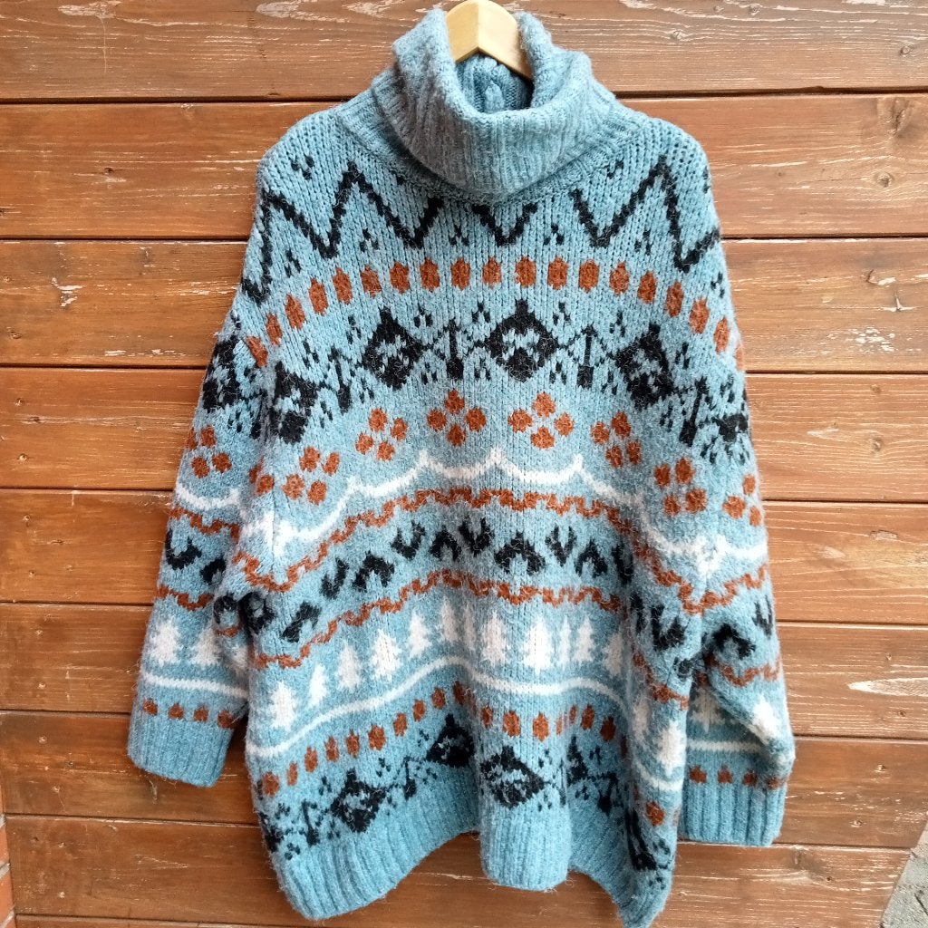 Zara oversized gebreide kol trui maat M ( valt als 42/44), Zara, Maat 42/44 (L), Gedragen, Meerkleurig