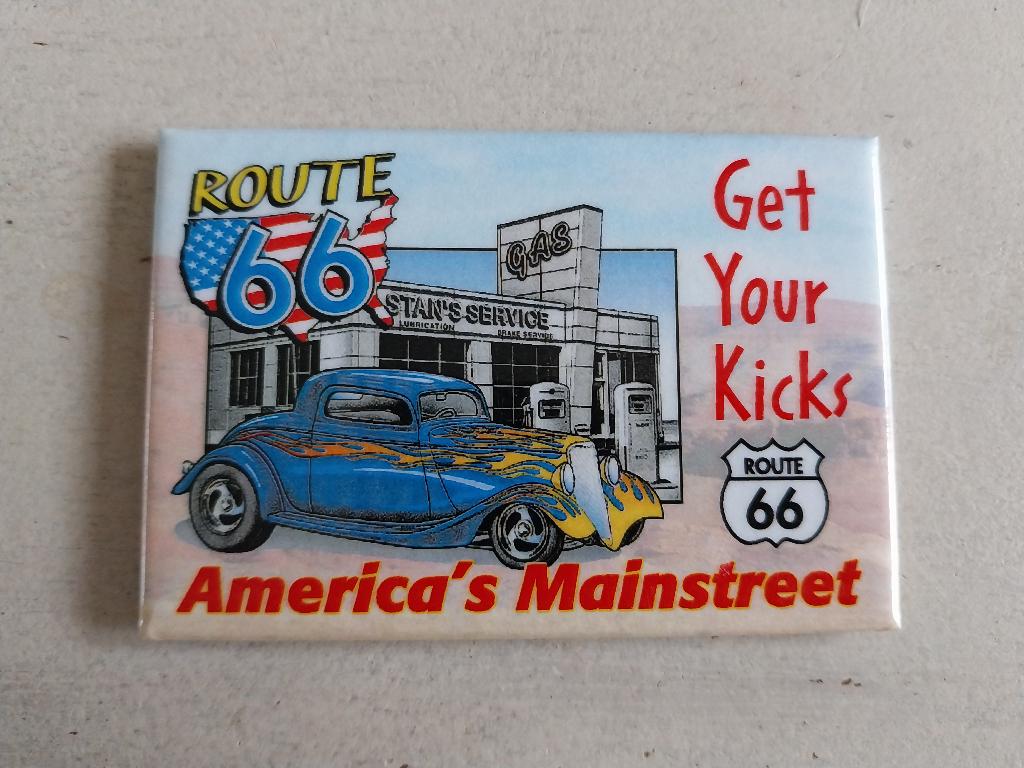 Magneet Route 66 met auto en garage NIEUW, Verzamelen, Ophalen of Verzenden, Nieuw