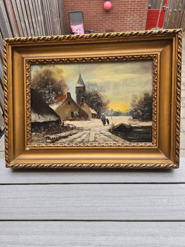 Olieverf schilderij VBerkel, Antiek en Kunst, Kunst | Schilderijen | Klassiek, Ophalen, Paneel, Olieverf, Klassiek