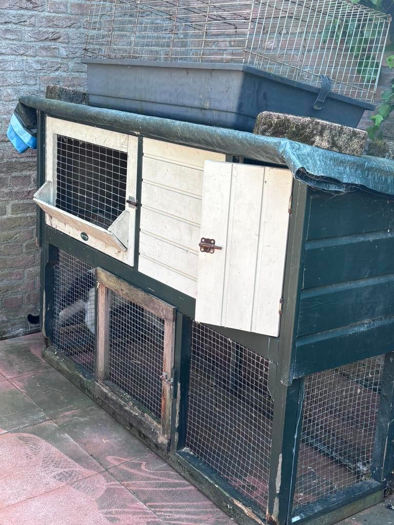 Groot konijnenhok voor buiten., Dieren en Toebehoren, Knaagdieren en Konijnen | Hokken en Kooien, Gebruikt, Hok, 90 cm of meer