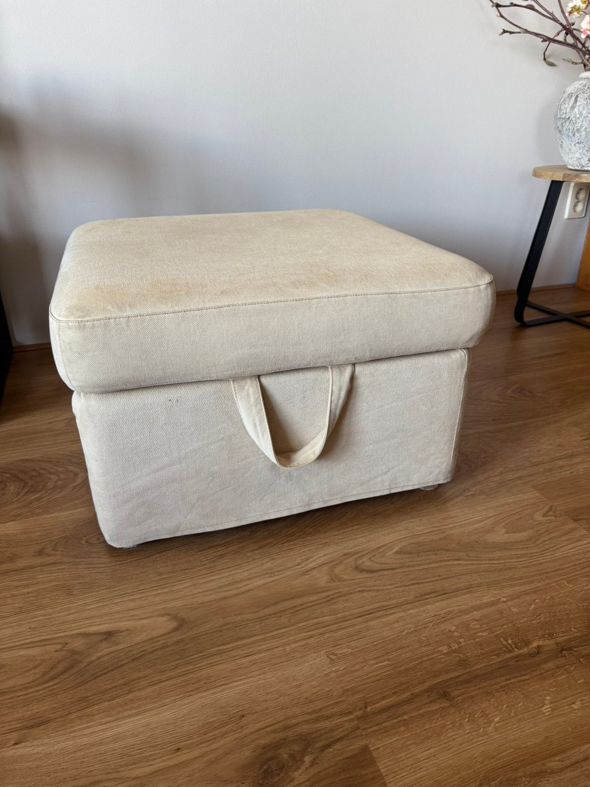 Beige hocker, Ophalen, Gebruikt, Vierkant, Stof