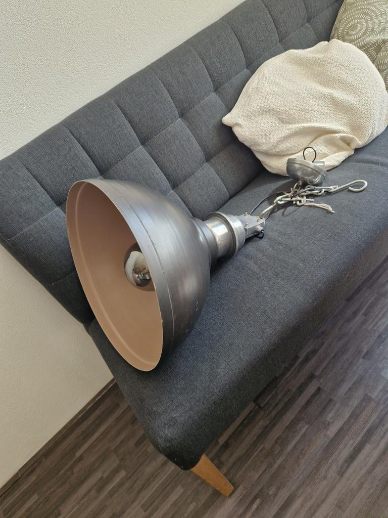 Industriële hanglamp zwart metaal – vintage retro eetkamer, Huis en Inrichting, Ophalen, Gebruikt, 50 tot 75 cm, Metaal