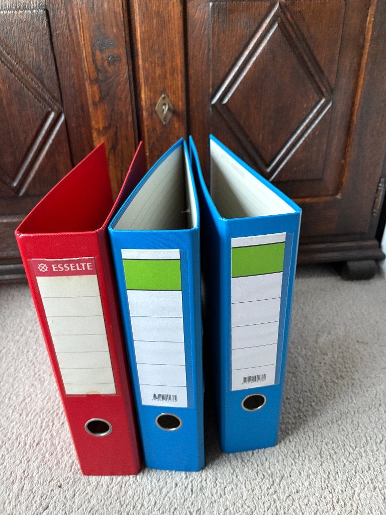 3x brede klapper, multomap, map; rood en blauw, Diversen, Ophalen of Verzenden, Zo goed als nieuw