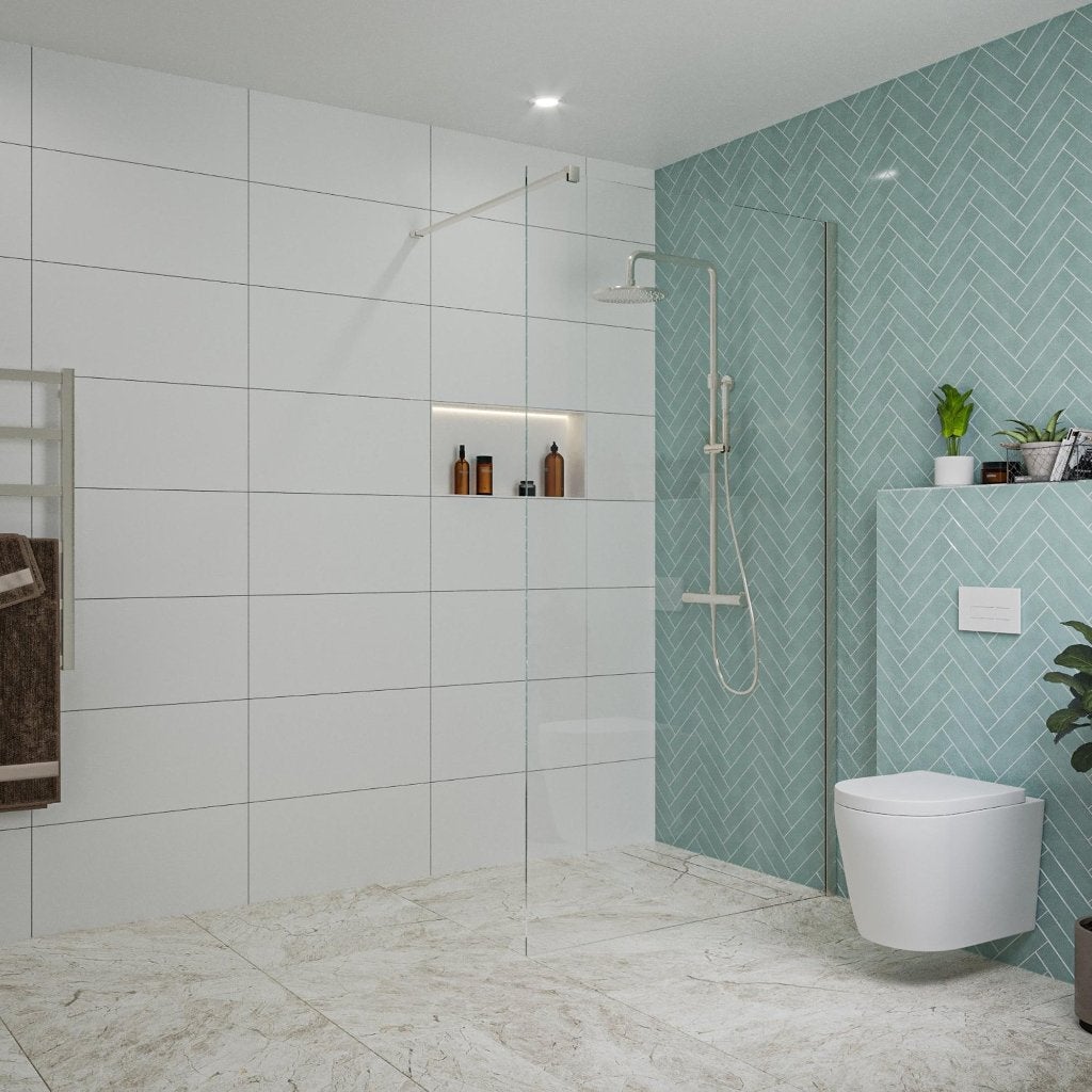 Fortifura Galeria douchewand 110x200cm helder geborsteld RVS, Doe-het-zelf en Verbouw, Sanitair, Nieuw, Douche, Rvs, Ophalen
