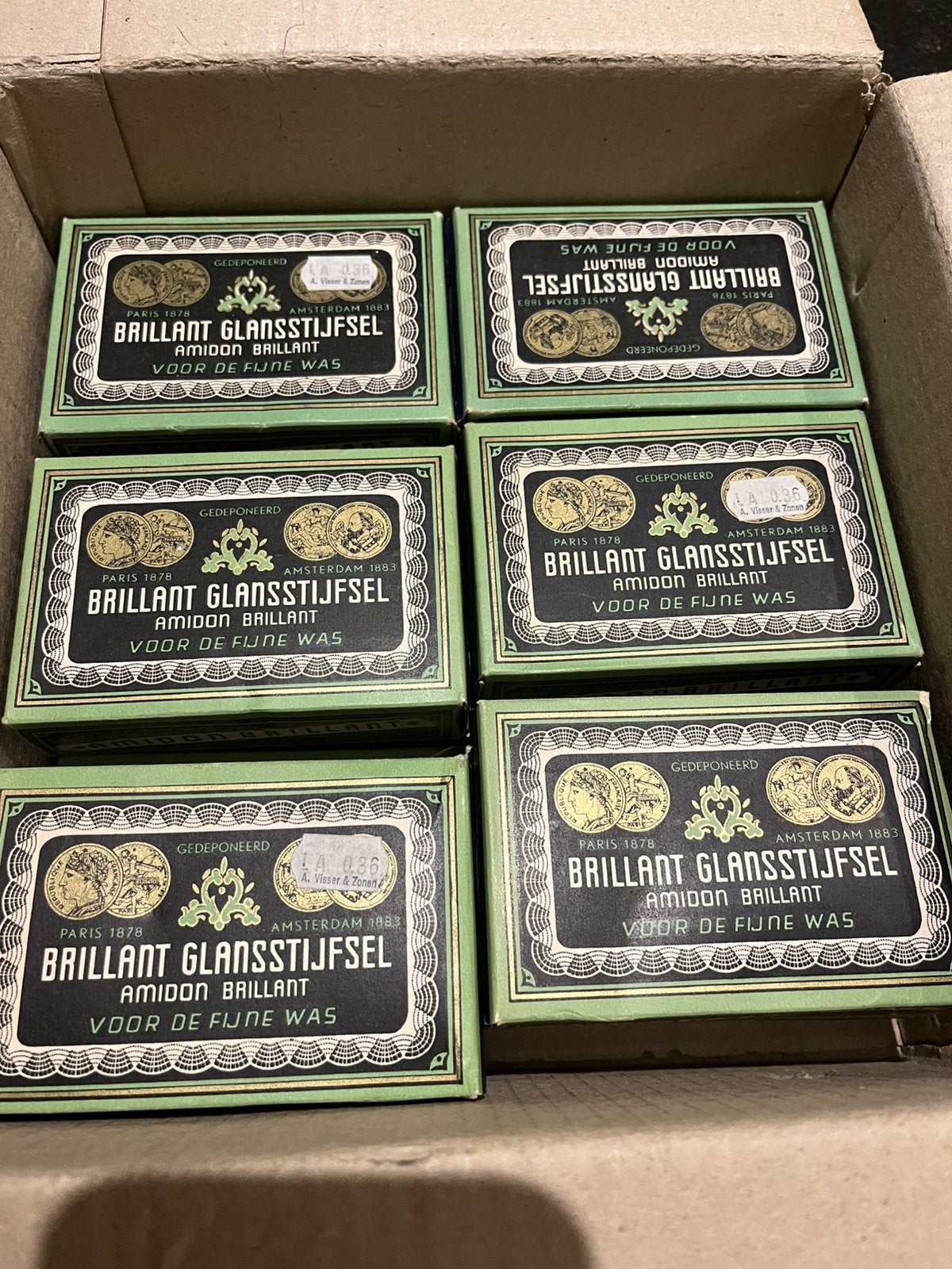12 pakjes Briljant Glansstijsel uit Grootmoederstijd, Ophalen