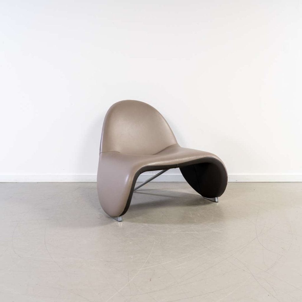 1x Leolux Sella Fauteuil Grijs/antraciet - Leer