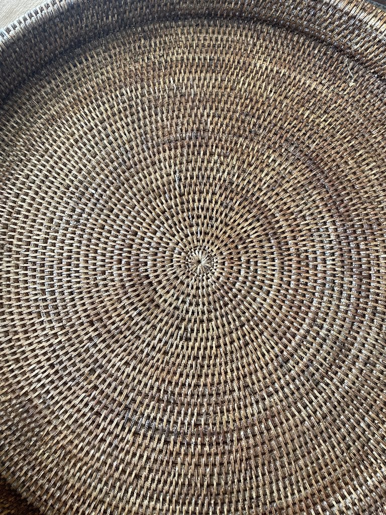 Ratan Dienblad/Lectuurmand, doorsnede 63 cm., Lectuurbak, Ophalen, Zo goed als nieuw, Natuurlijk materiaal