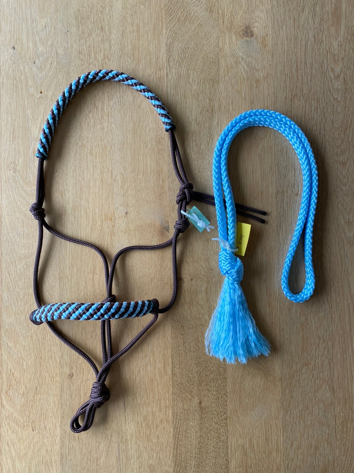 Nieuw Touwhalster + Neckrope Maat pony. Bruin/Babyblauw, Dieren en Toebehoren, Bruin, Zo goed als nieuw, Neckrope, Ophalen of Verzenden