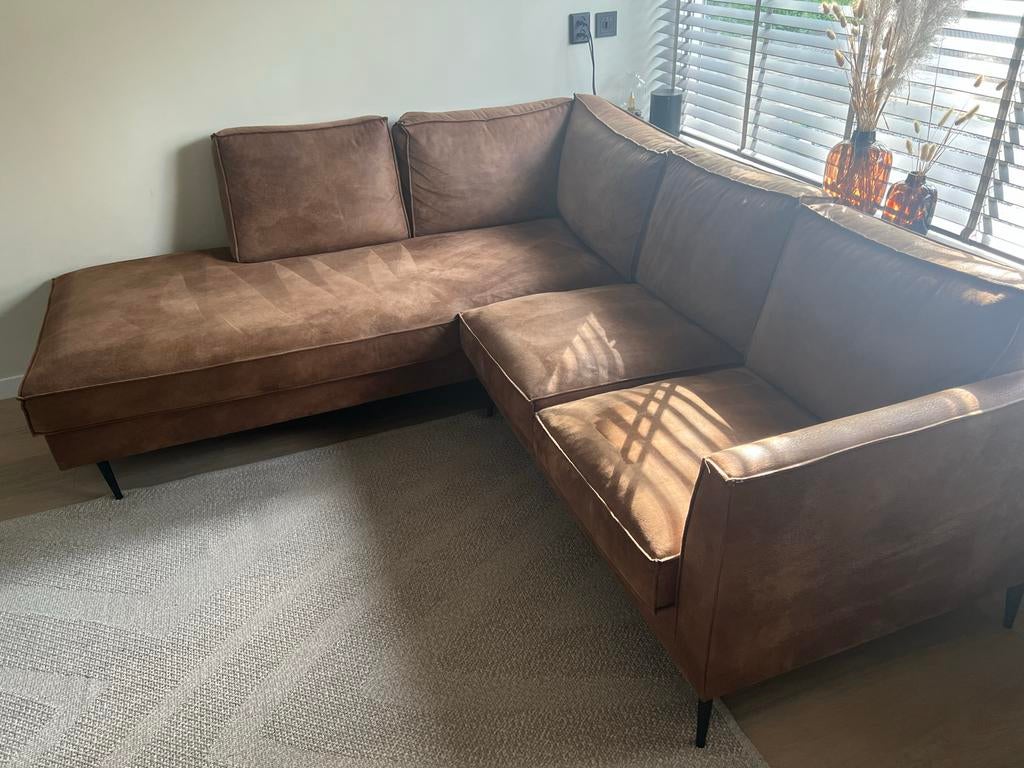 Caramel hoekbank Pronto Wonen, Huis en Inrichting, Banken | Bankstellen, Ophalen, Overige materialen, 250 tot 300 cm, Gebruikt