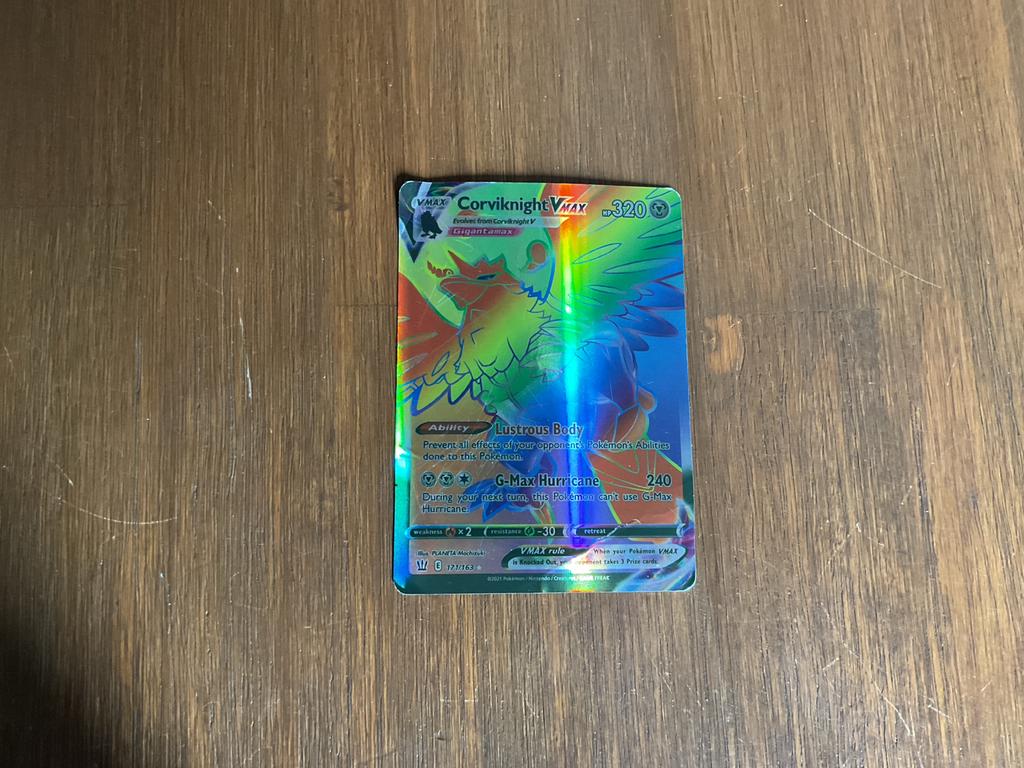 Corviknight VMAX 171/163 Rainbow Rare Pokémon Kaart, Verzamelen, Telefoonkaarten, Ophalen of Verzenden