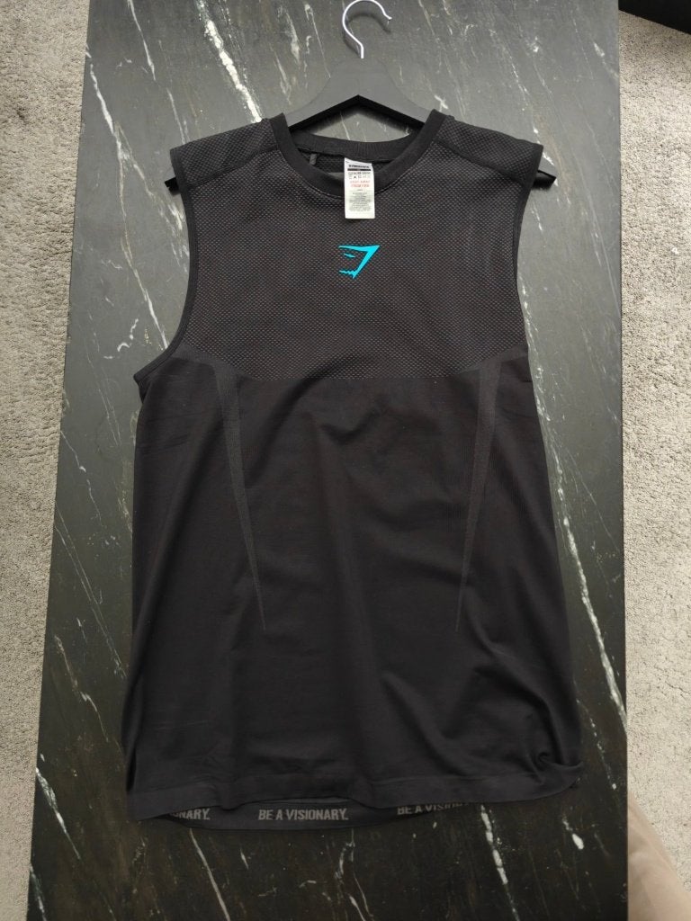 Gymshark Onyx 5.0 Seamless Tank — XL — Black/ Onyx Grey, Fitness, Ophalen of Verzenden, Gymshark, Zwart