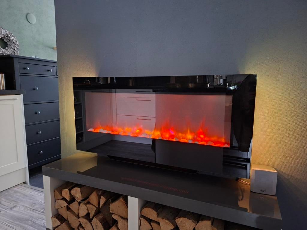 Sfeerhaard met verwarming, Huis en Inrichting, Haarden, Gebruikt, Elektrische haard, Ophalen