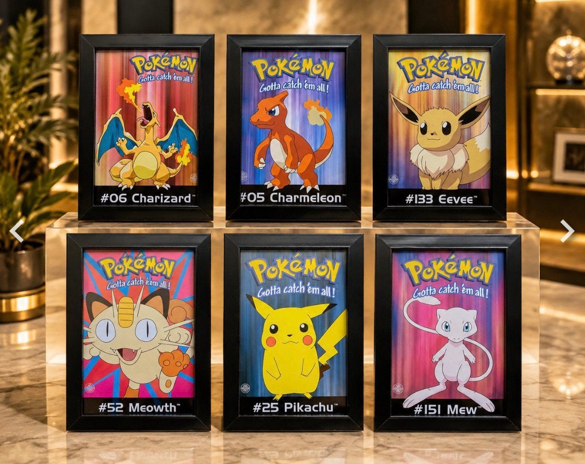 Pokémon Set 6 Ingelijste Prints 10 x 15 cm, Hobby en Vrije tijd, Verzenden, Zo goed als nieuw, Overige typen