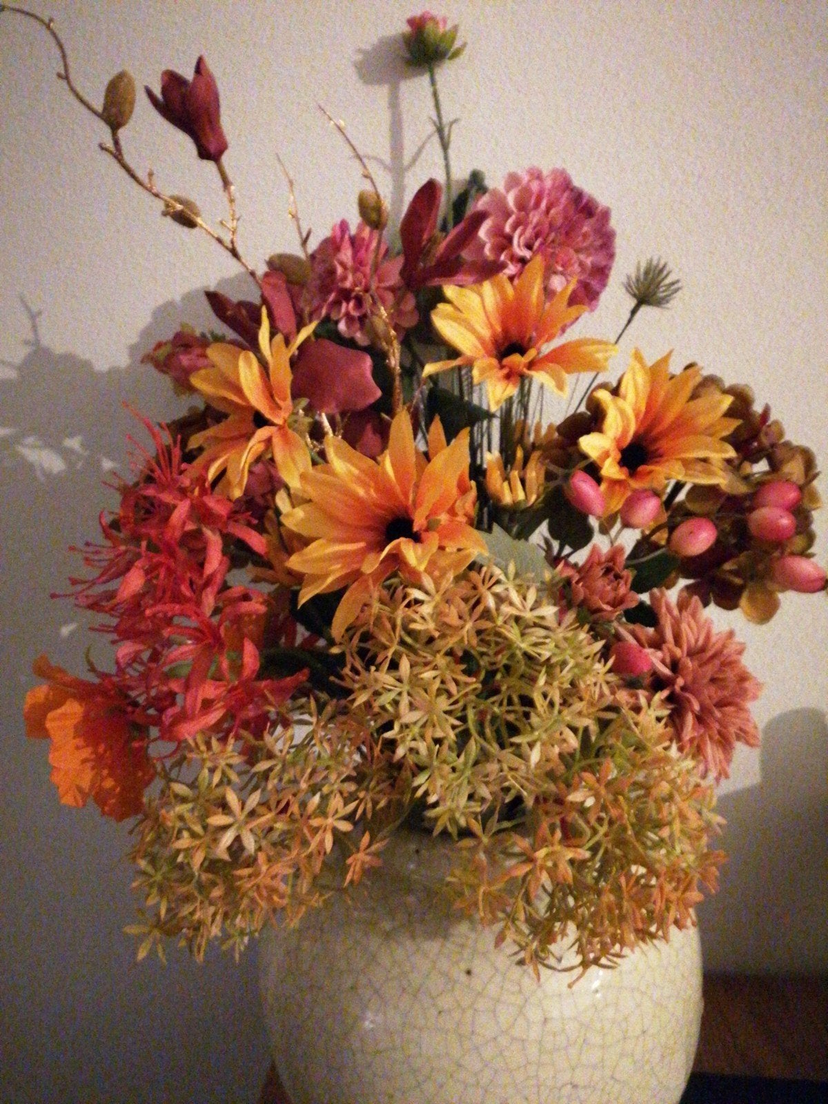 Prachtig Kunstbloemenboeket in Herfsttinten, Inclusief kunstbloemen, Binnen, Textiel, Ophalen of Verzenden