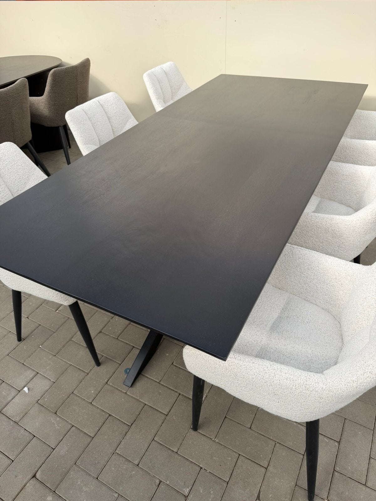 Oslo Spider Black Acacia eettafel – 220 x 100 cm, Ophalen, Overige materialen, Eettafel, Mailto:info@livingfurn.nl