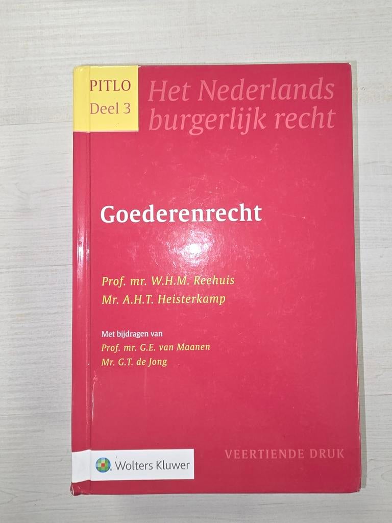 Pitlo Goederenrecht 14e druk 2019, Boeken, Studieboeken en Cursussen, Ophalen of Verzenden